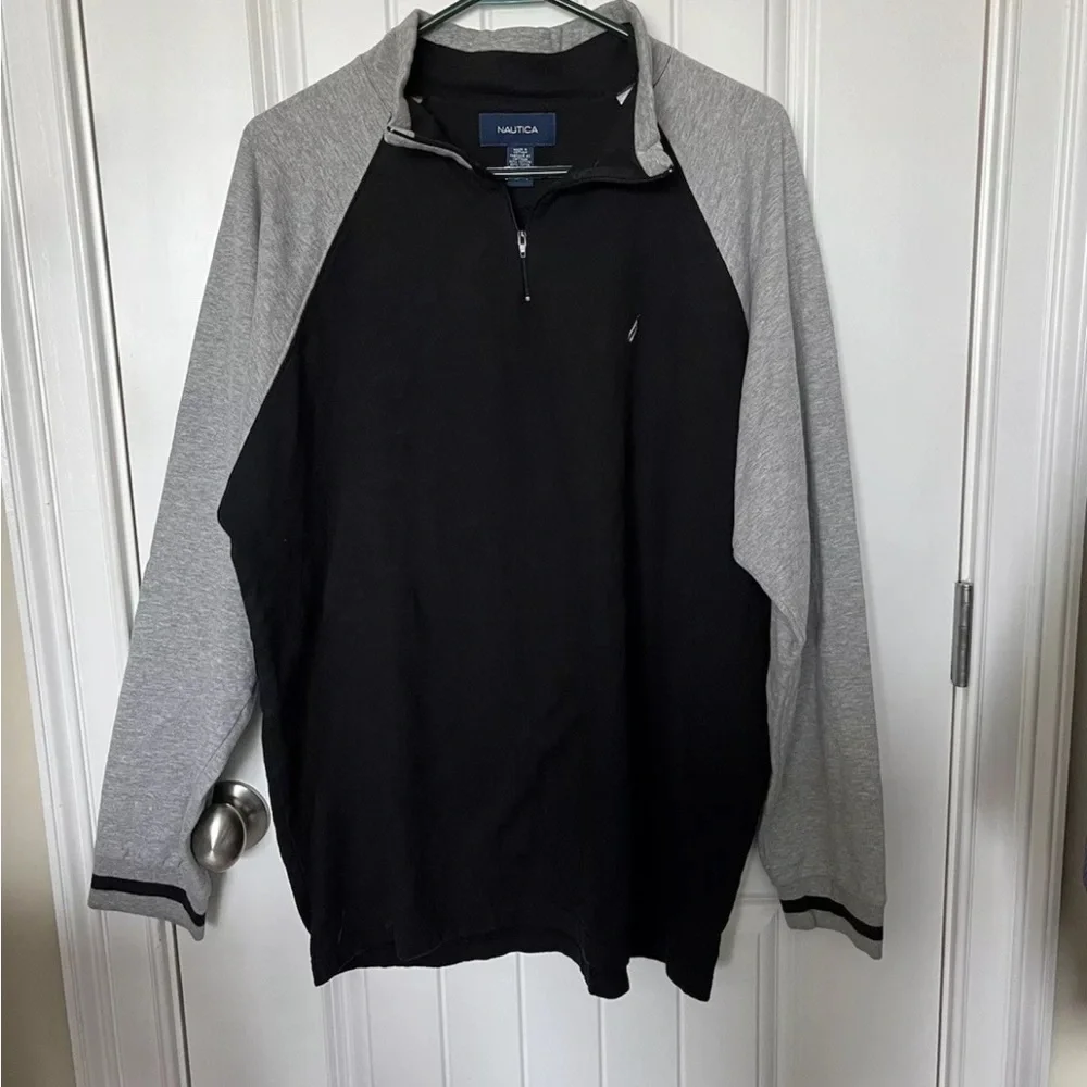 Nautica Men's Black and Gray Sweater half zip xl